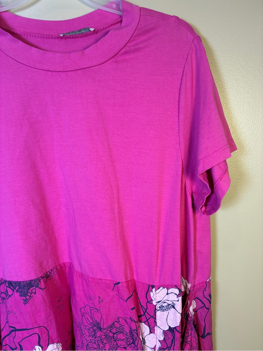 TG.U Made in Italy Linen Viscose Combo Drawstring Detail Floral Dress - Picture 2 of 12